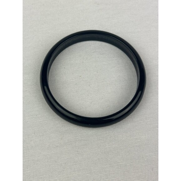 Vintage Black Round Acrylic Bangle Bracelet Plastic Lightweight - Picture 2 of 3